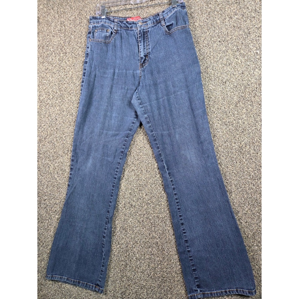 Cos Jeans Bootcut Denim Women Size 12 Blue Embroidered Rhinestone LH8258-F - Picture 5 of 13